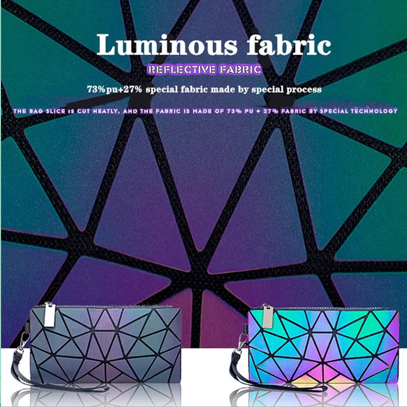 Holographic Geometric Bag Set — 2 Piece Luminous Shoulder Bag & Purse