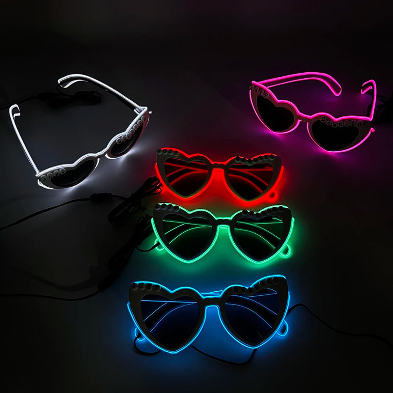 LED Heart Sunglasses — Light Up Bride & Hen Party Glasses