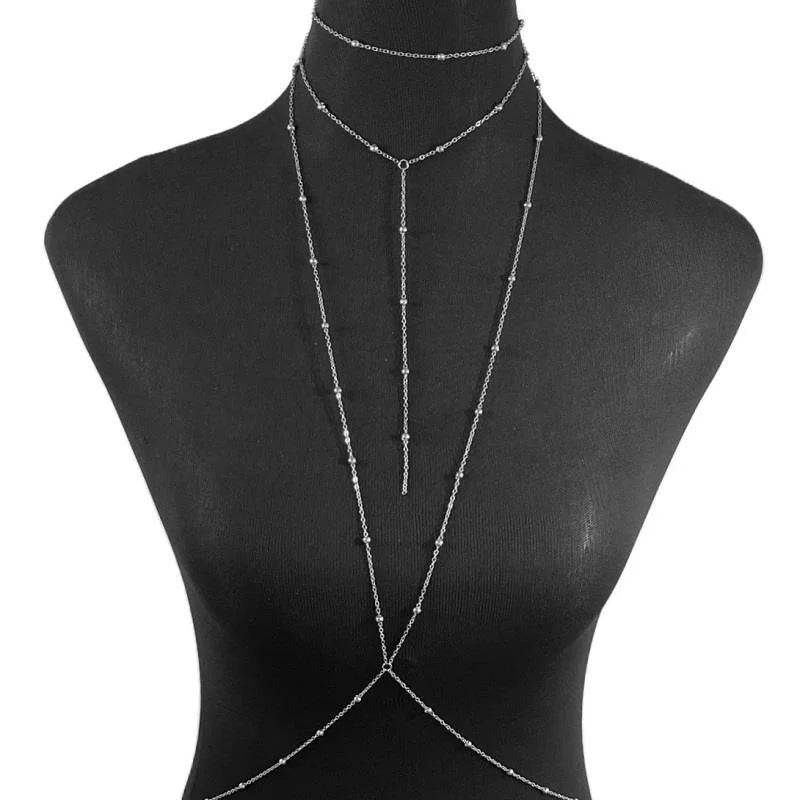 Rhinestone Body Chain — Layered Crystal Back & Waist Chain