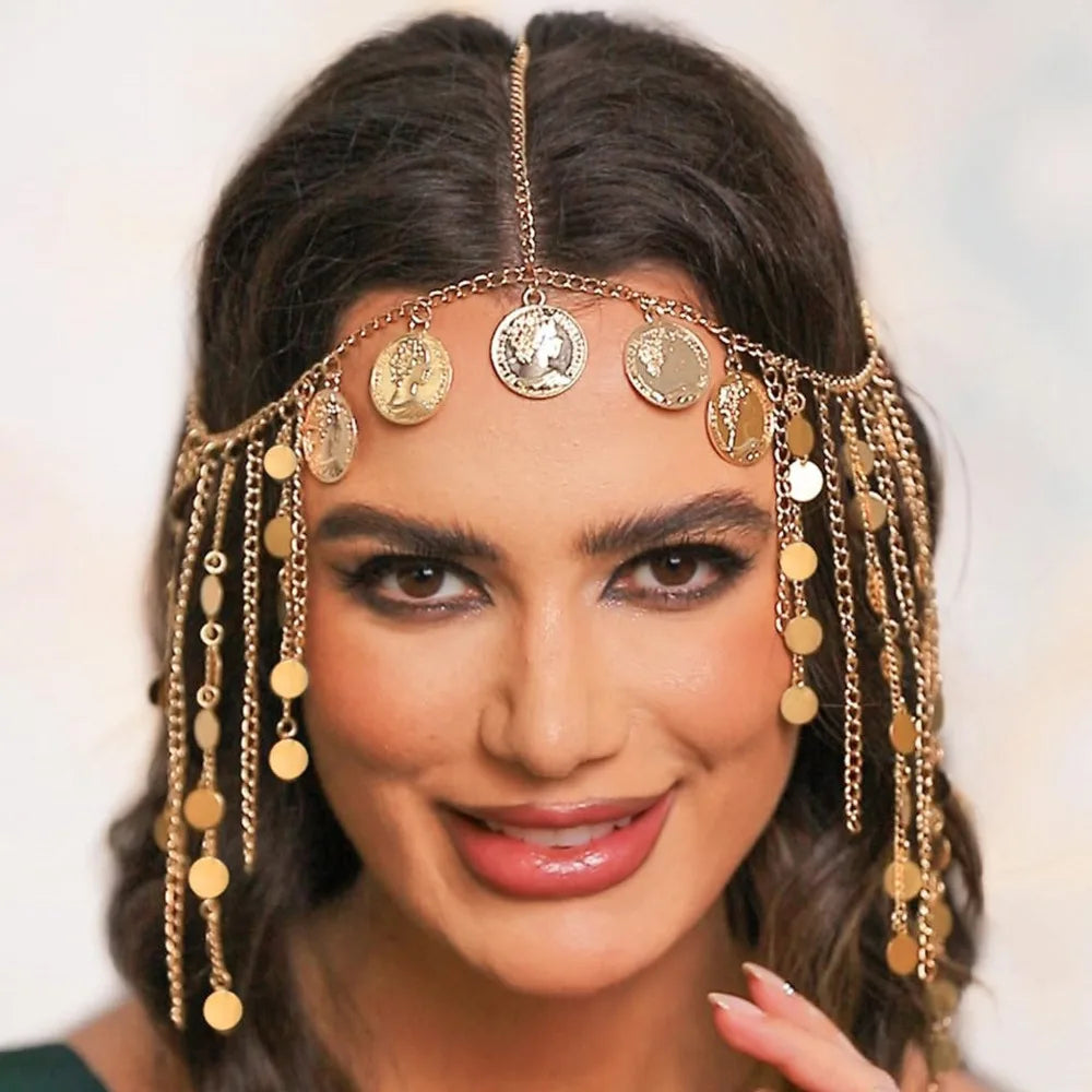Gold Coin Tassel Head Chain