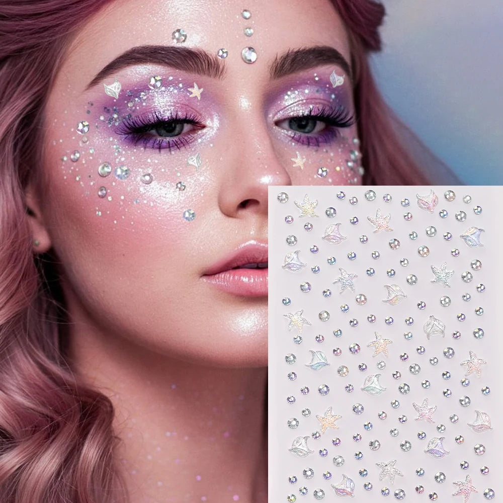 3D Heart Face Gems — Bling Self-Adhesive Festival & Party Stickers