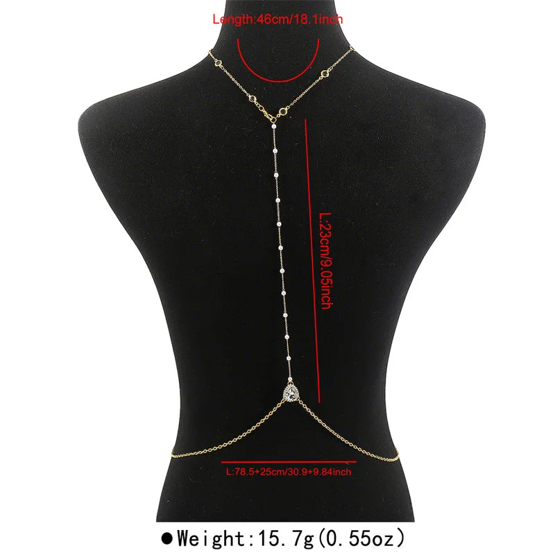 Rhinestone Body Chain — Layered Crystal Back & Waist Chain