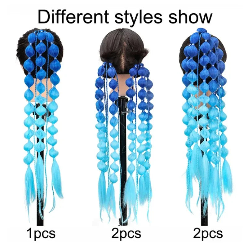 Colourful Bubble Braid Ponytail Extension — Festival & Party Hair