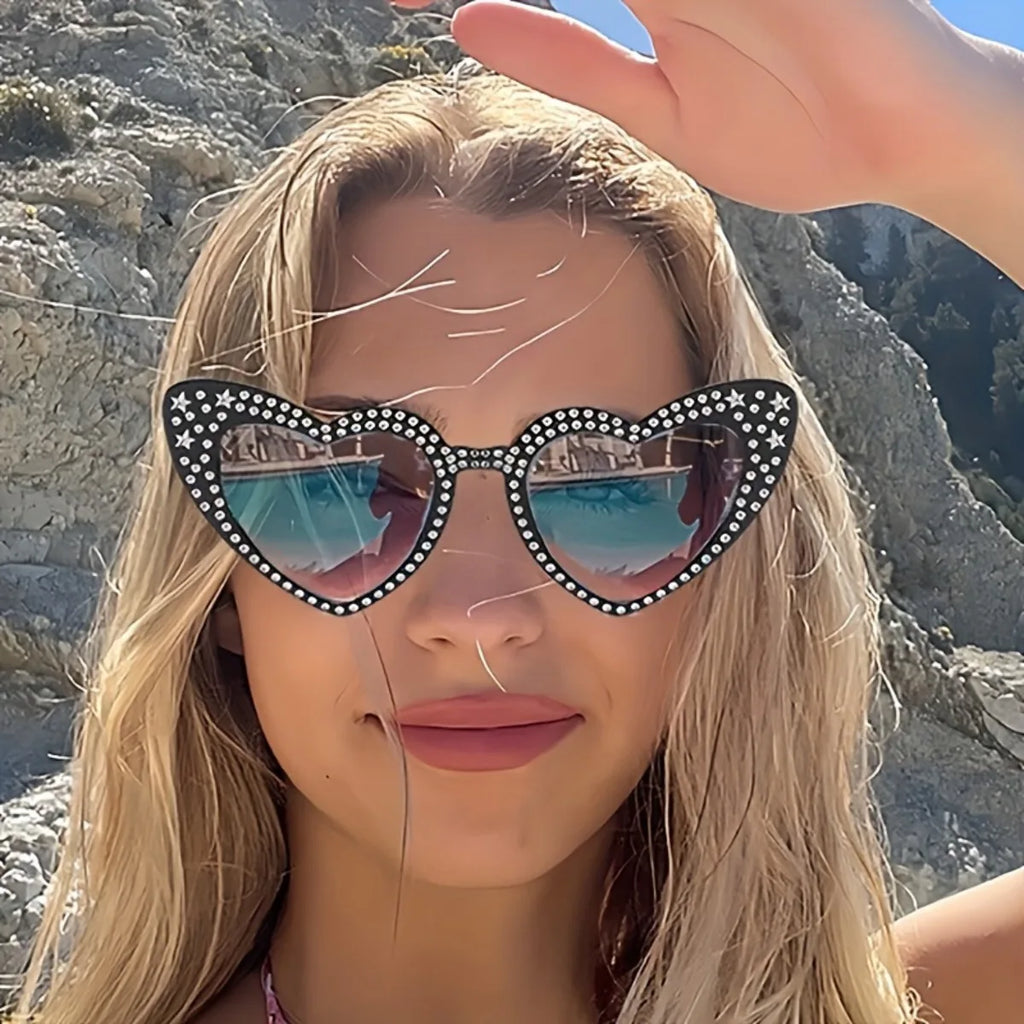 Star & Heart Party Sunglasses — Retro Novelty Festival Glasses