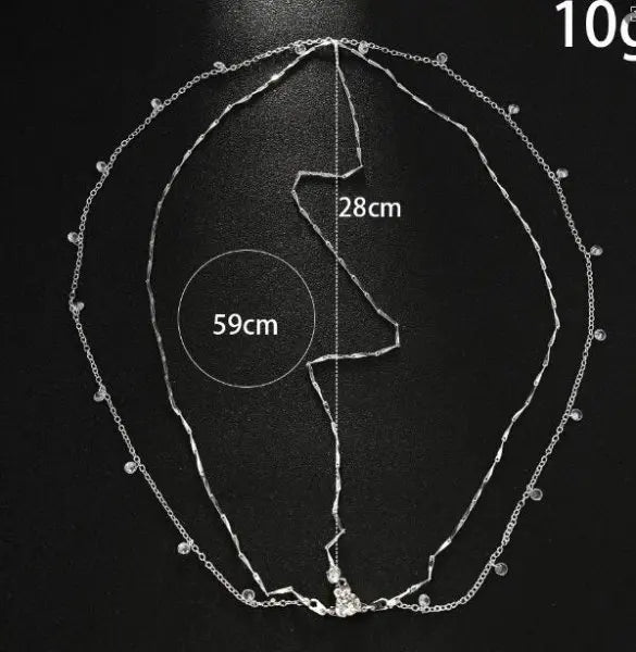 Multi-Layer Diamond Forehead Chain — Princess Headpiece for Weddings & Parties