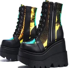 Sequin Platform Ankle Boots — Sparkly High Heel Festival Boots