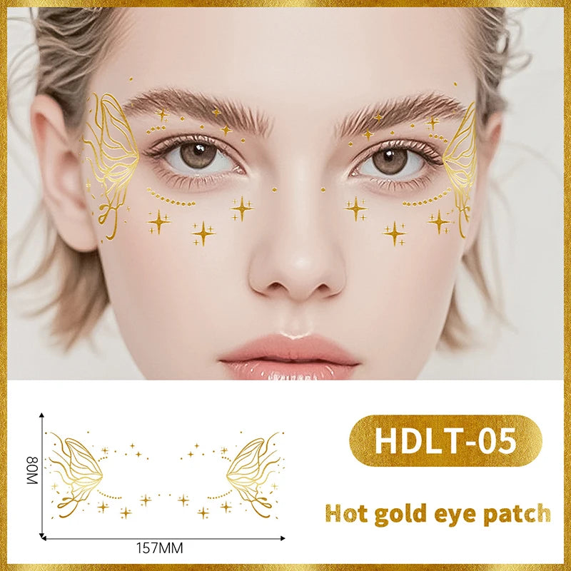 Gold Butterfly Glitter Temporary Tattoos — Festival & Party Metallic Decals