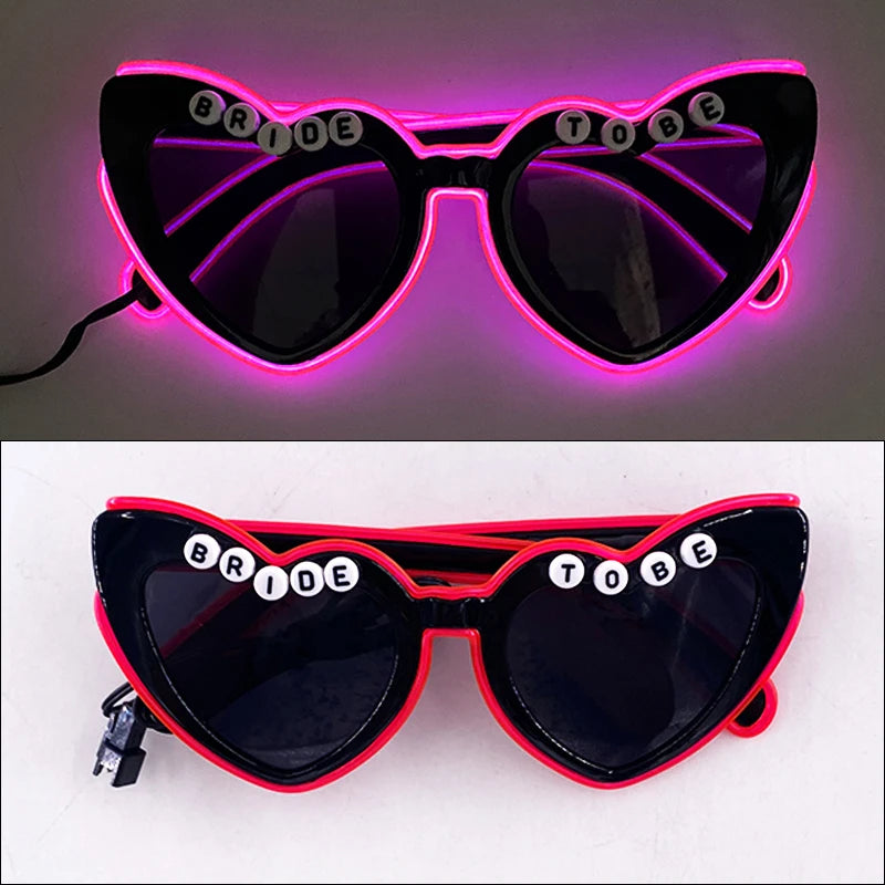 LED Heart Sunglasses — Light Up Bride & Hen Party Glasses