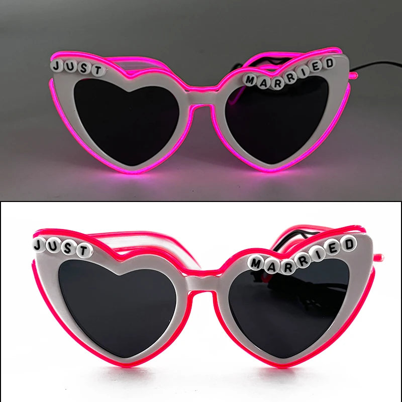 LED Heart Sunglasses — Light Up Bride & Hen Party Glasses