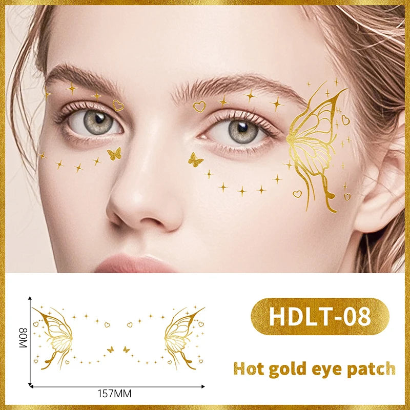 Gold Butterfly Glitter Temporary Tattoos — Metallic Festival & Party Decals