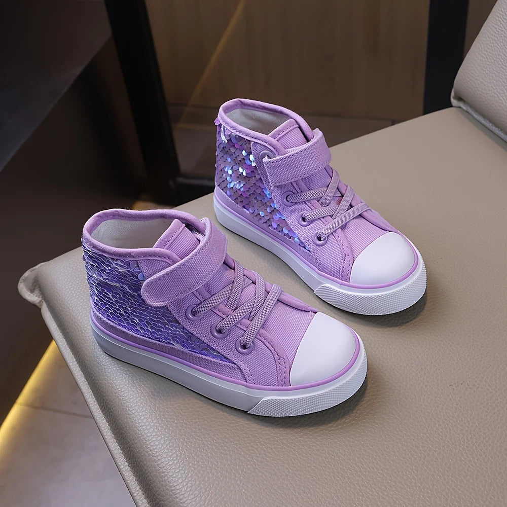 Holographic Scale Canvas Shoes — Kids Princess Party & Dress Up Trainers