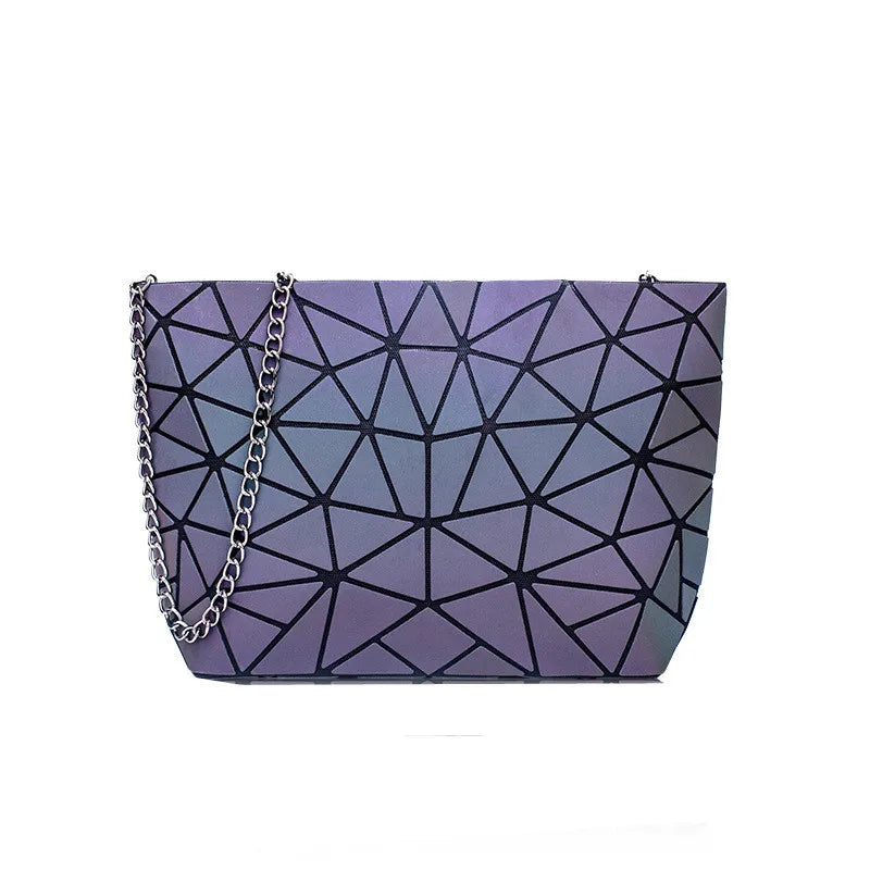 Holographic Geometric Bag Set — 2 Piece Luminous Shoulder Bag & Purse