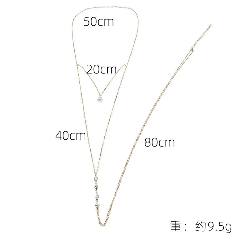 Rhinestone Body Chain — Layered Crystal Back & Waist Chain