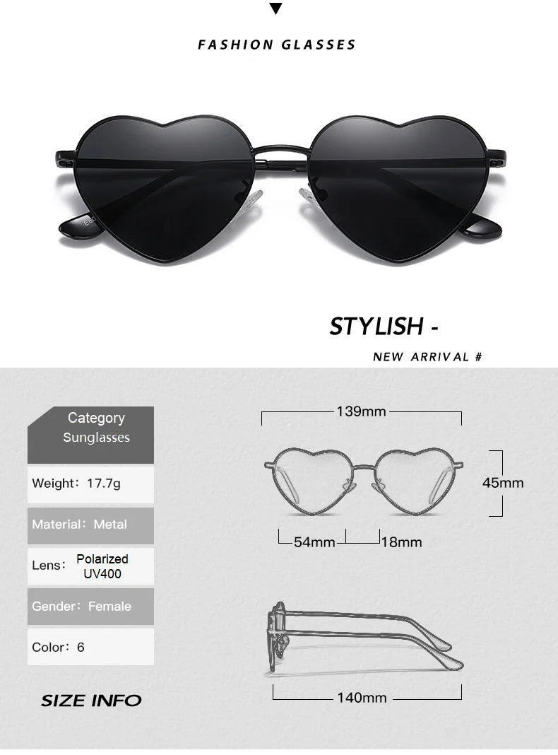 Polarised Heart Sunglasses — UV400 Festival & Holiday Shades