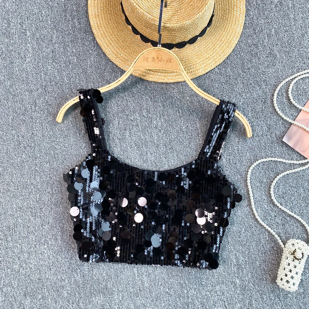Sequin Crop Top — Slim-Fit Party & Club Cami