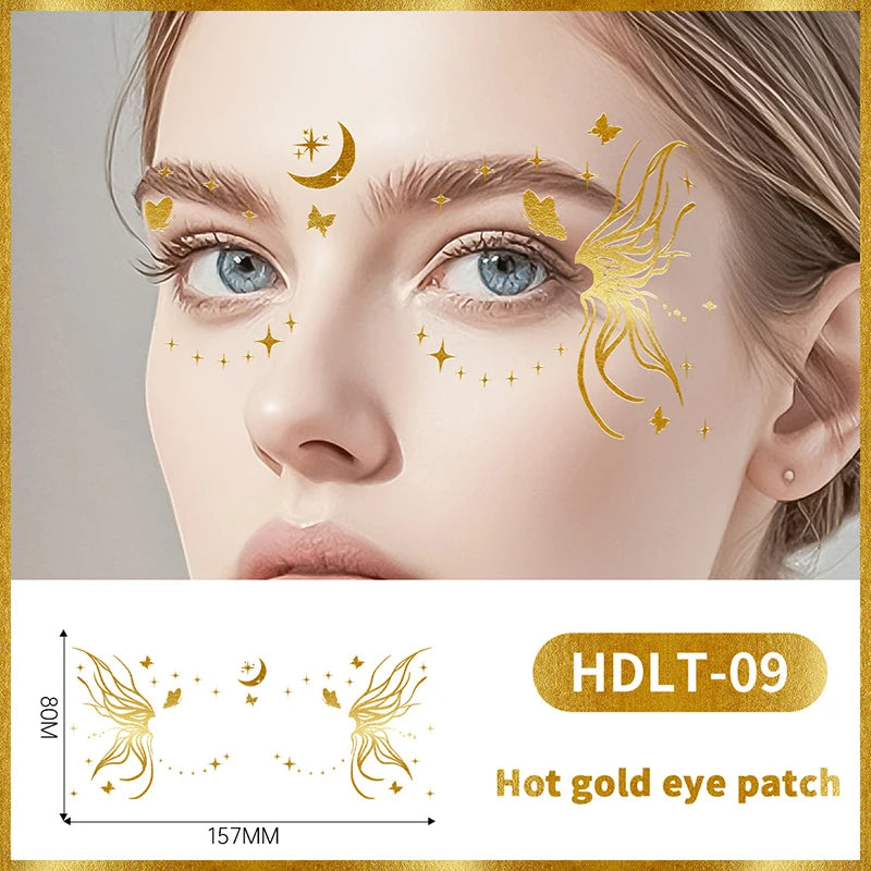 Gold Butterfly Glitter Temporary Tattoos — Metallic Festival & Party Decals