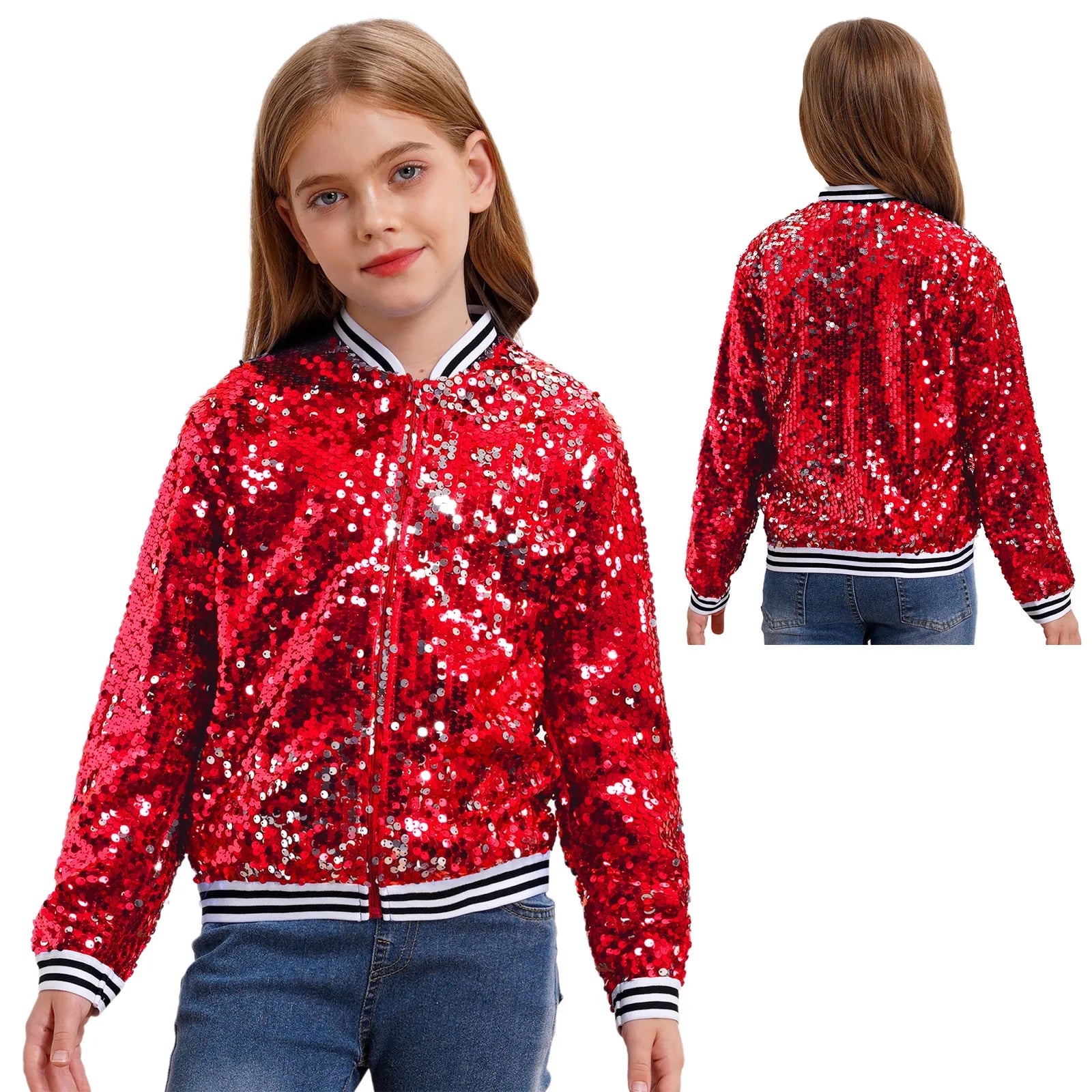 Sequin Bomber Jacket — Kids Hip Hop Dance & Festival Outerwear
