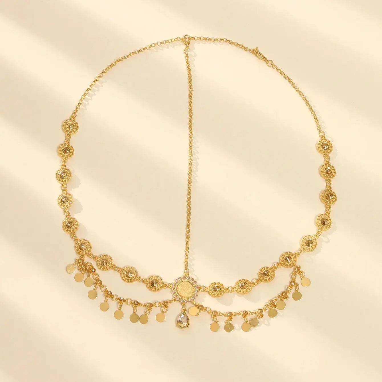 Rhinestone Forehead Chain — Boho Bridal & Festival Headpiece