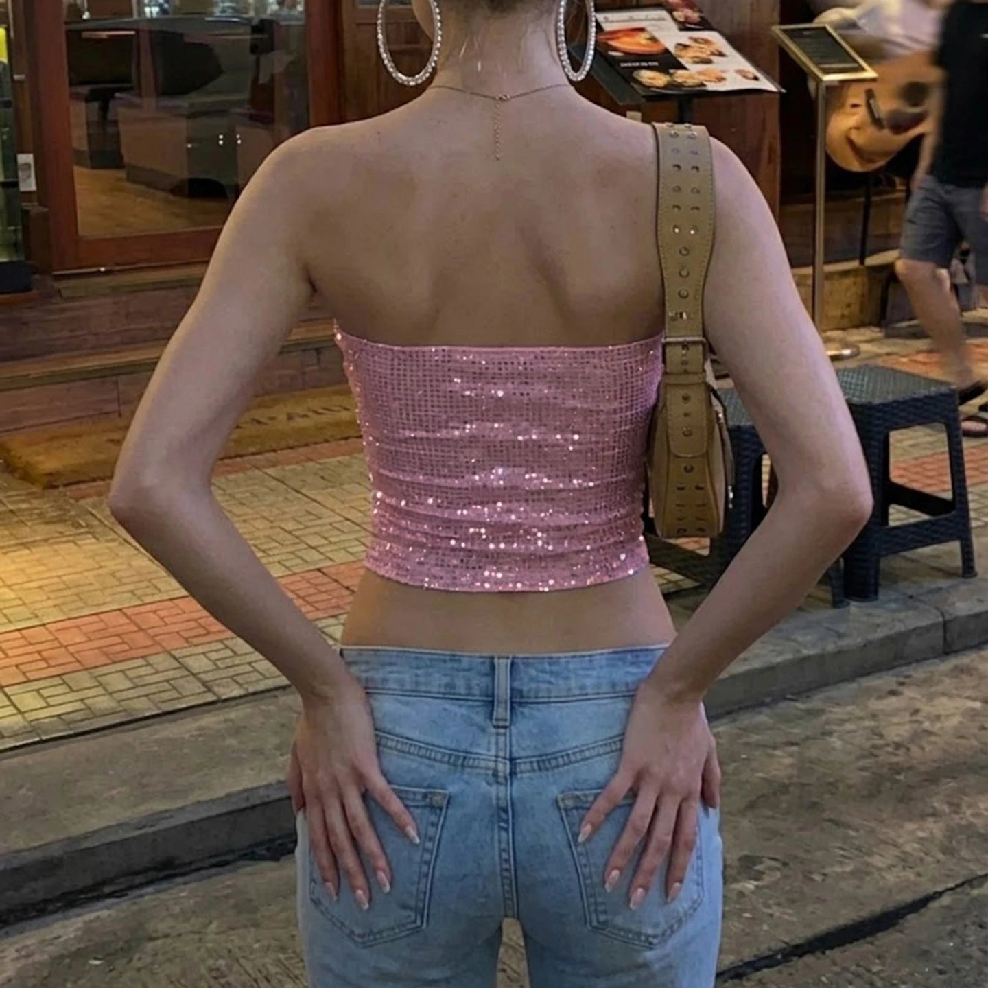 Sequin Tube Top — Y2K Coquette Festival & Party Cami