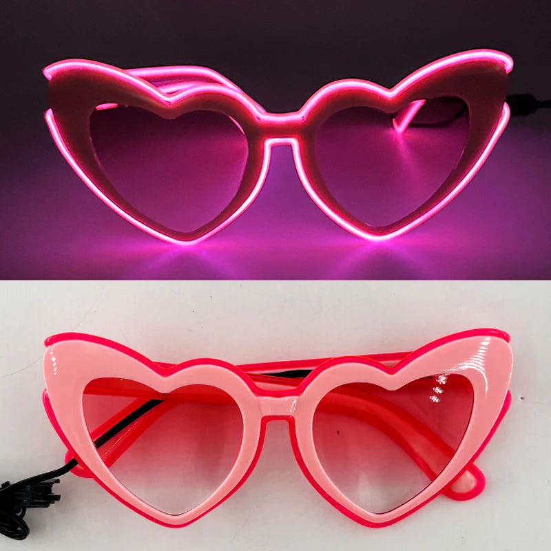 LED Heart Sunglasses — Light Up Bride & Hen Party Glasses