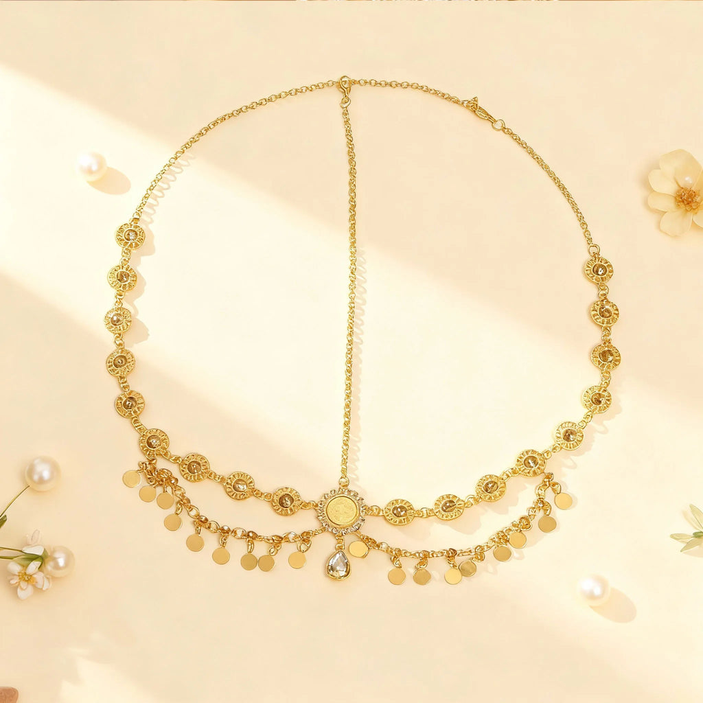Rhinestone Forehead Chain — Boho Bridal & Festival Headpiece