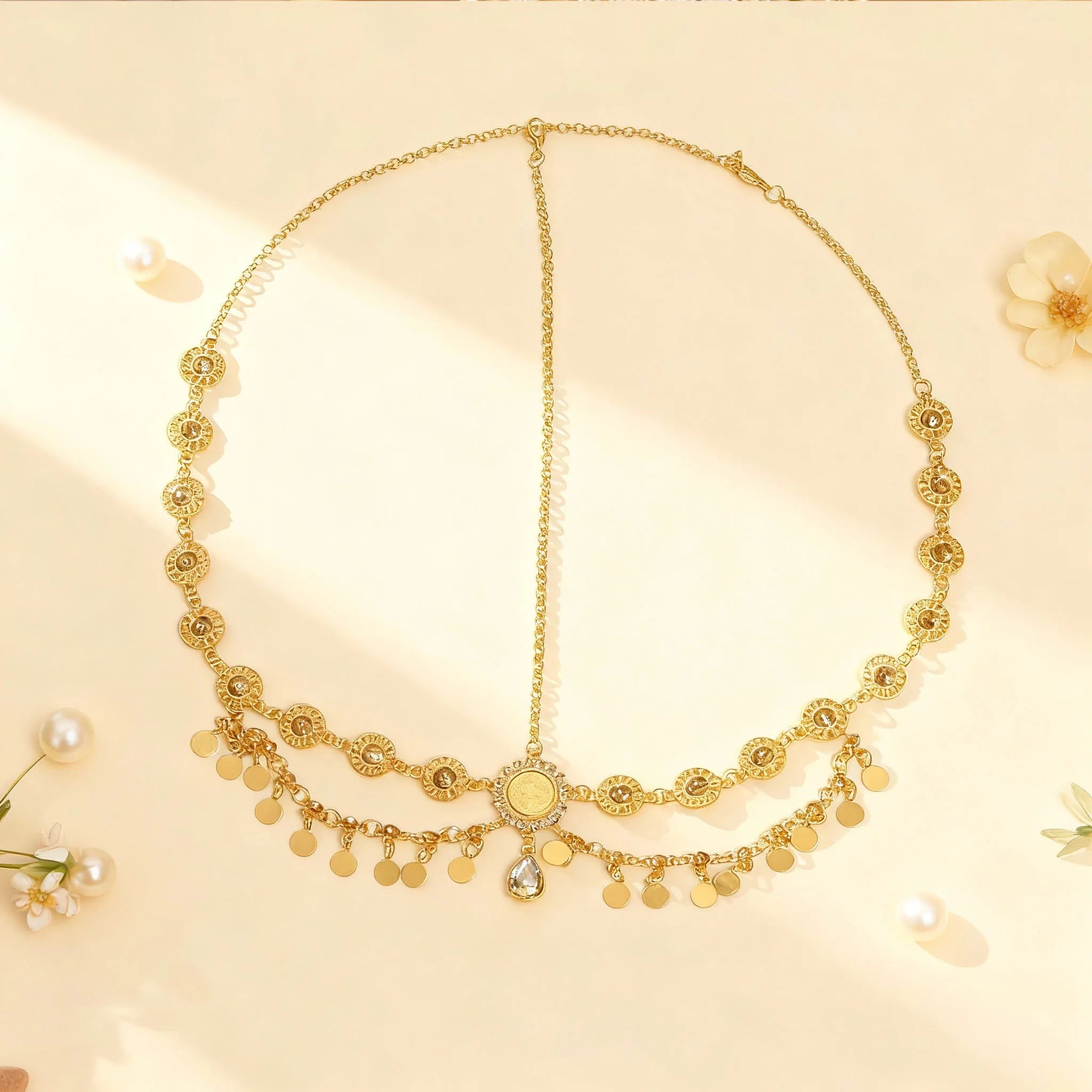 Rhinestone Forehead Chain — Boho Bridal & Festival Headpiece