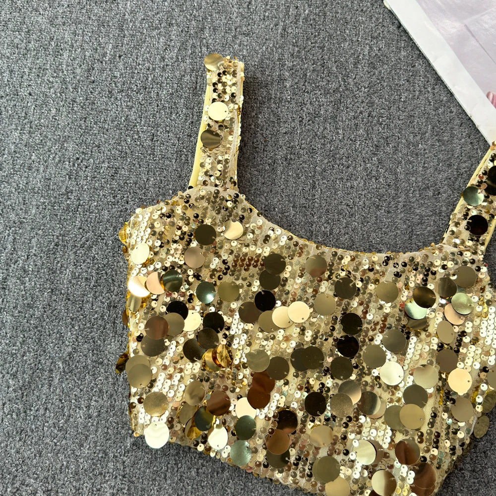 Sequin Crop Top — Slim-Fit Party & Club Cami