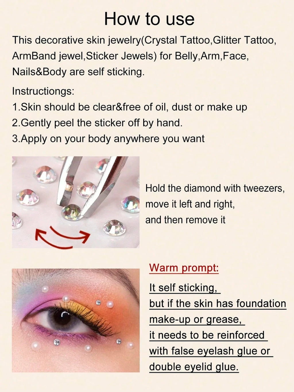Gold Face Gems Rhinestone Stickers — Festival Glitter Rave Makeup