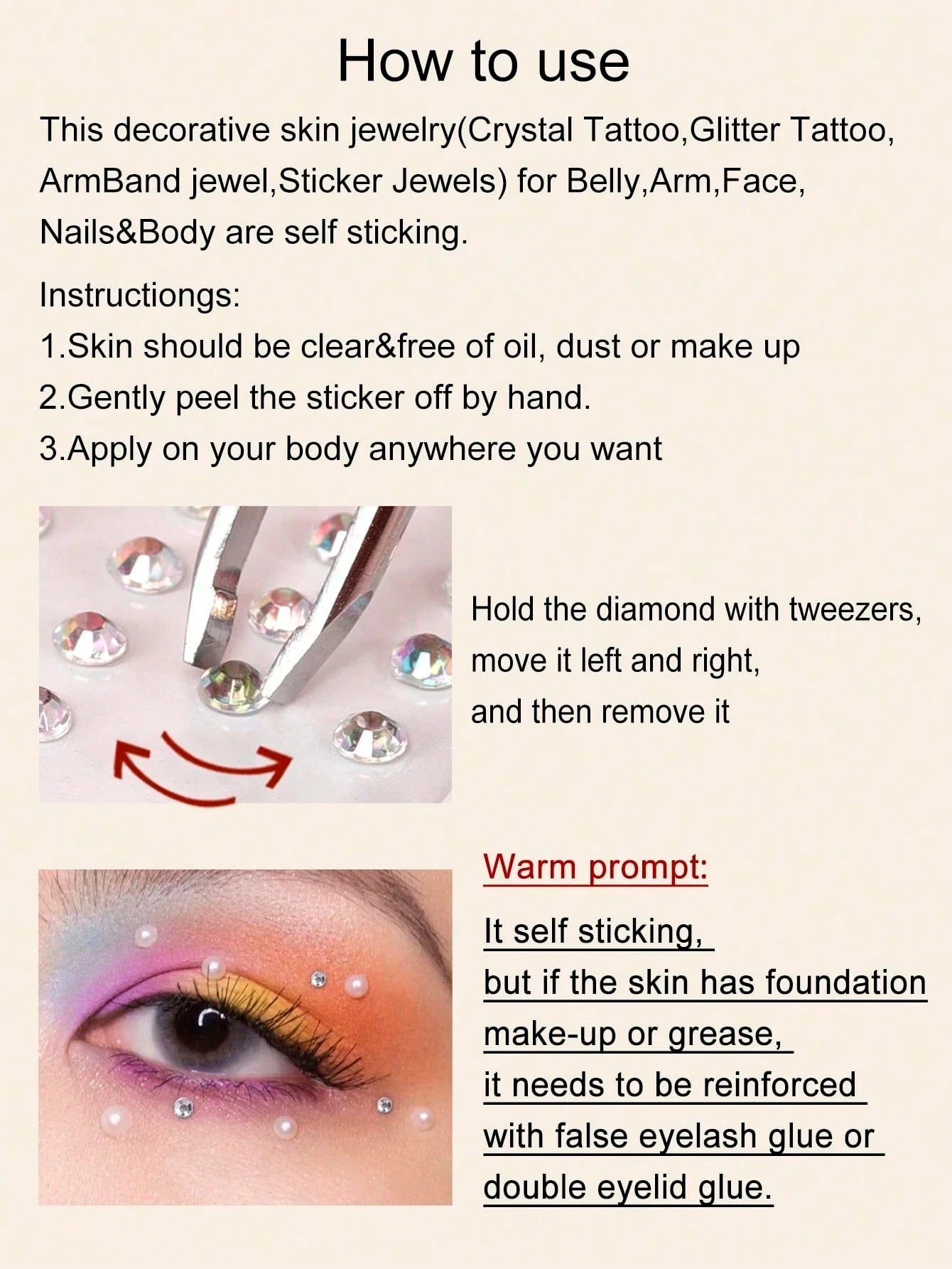 Gold Face Gems Rhinestone Stickers — Festival Glitter Rave Makeup