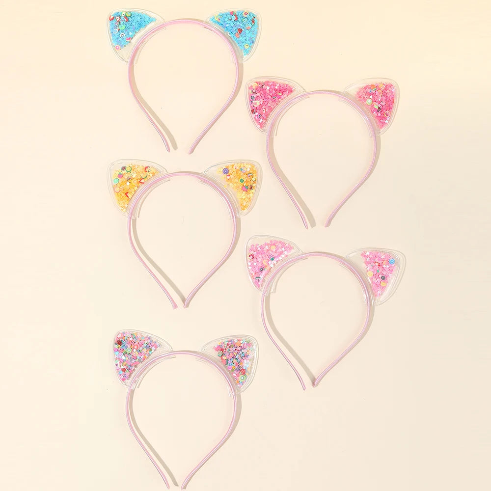 Cat Ear Sequin Headbands — 5 Pack Kids Party & Dress Up