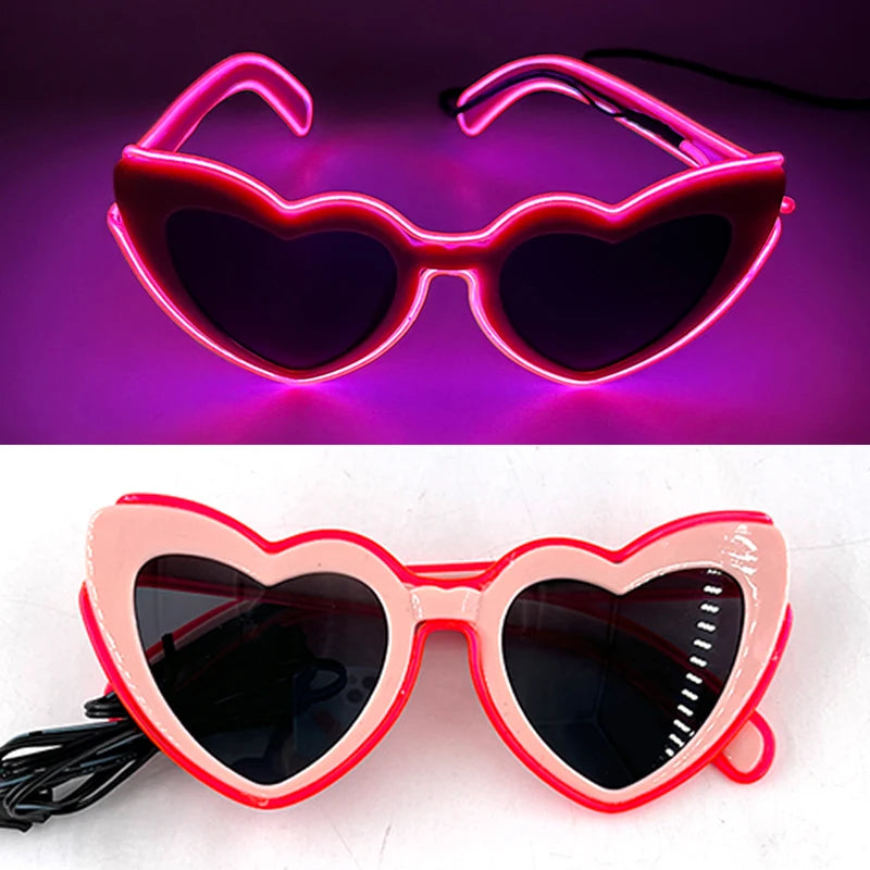 LED Heart Sunglasses — Light Up Bride & Hen Party Glasses