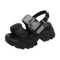 Chunky Crystal Wedge Sandals — 7.5cm Sparkly Platform Beach Shoes