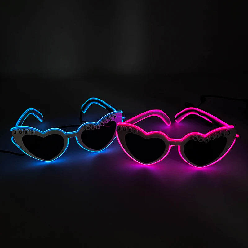 LED Heart Sunglasses — Light Up Bride & Hen Party Glasses