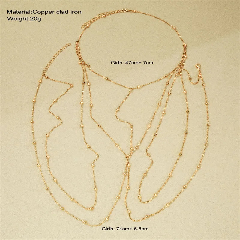 Rhinestone Body Chain — Layered Crystal Back & Waist Chain