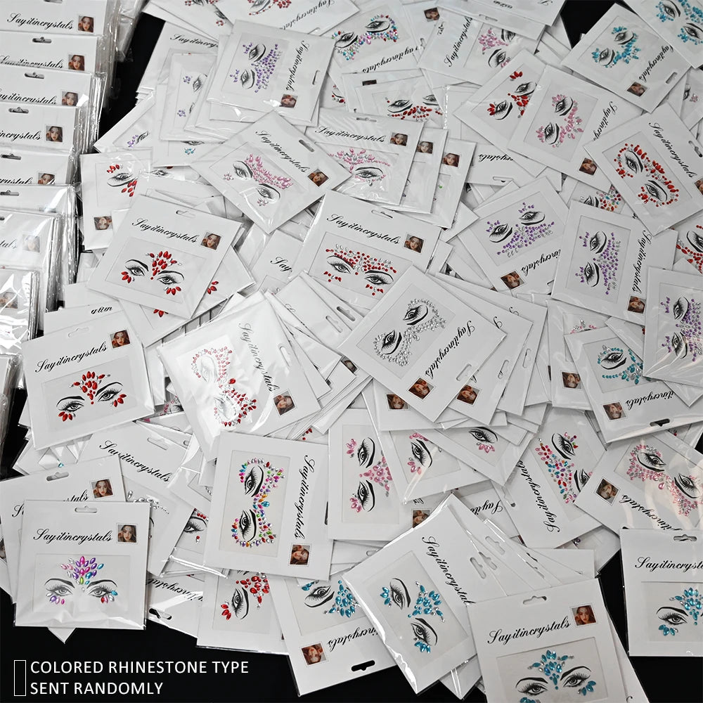 Mermaid Face Gems — 5 Pack Crystal Rhinestone Festival Sticker