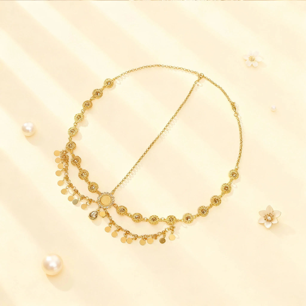 Rhinestone Forehead Chain — Boho Bridal & Festival Headpiece