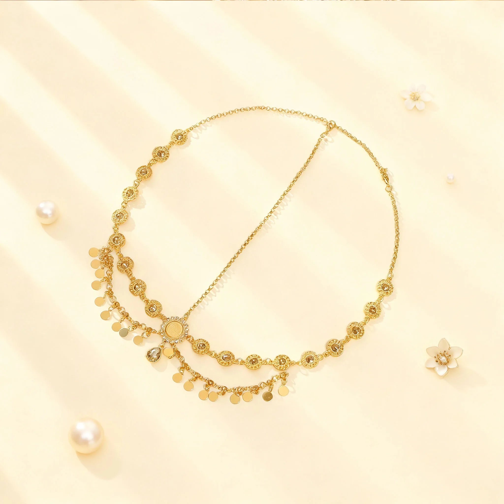 Rhinestone Forehead Chain — Boho Bridal & Festival Headpiece