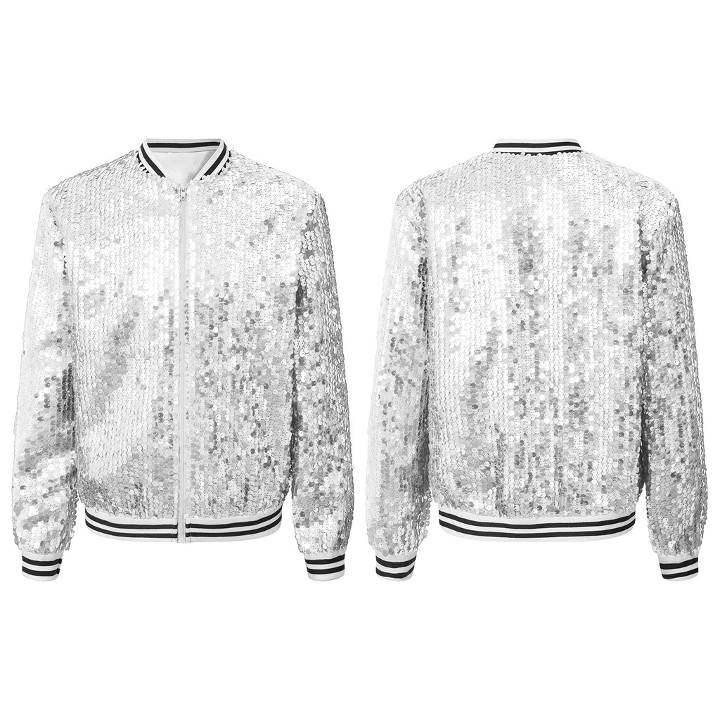 Shiny Sequin Zip Jacket — Kids Dance Performance & Festival Coat