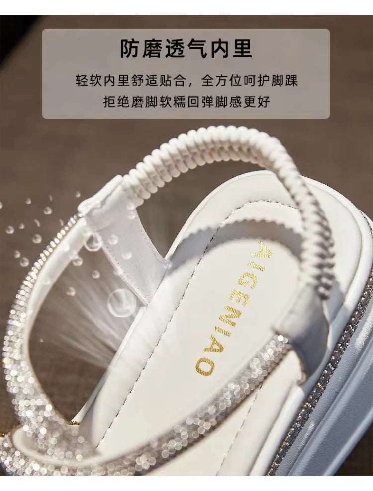 Crystal Platform Wedge Sandals — 7cm Sparkly Festival & Beach Shoes