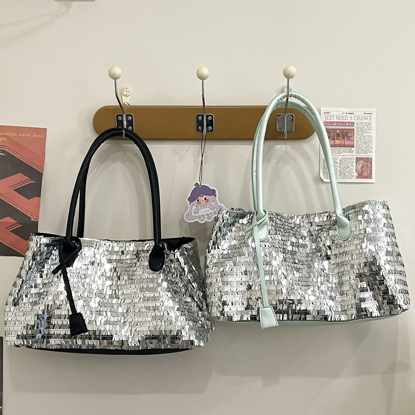 Silver Sequin Shoulder Bag — Sparkly Evening & Party Handbag