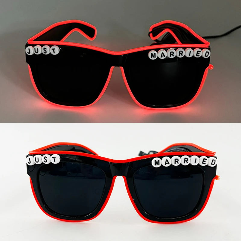 LED Heart Sunglasses — Light Up Bride & Hen Party Glasses