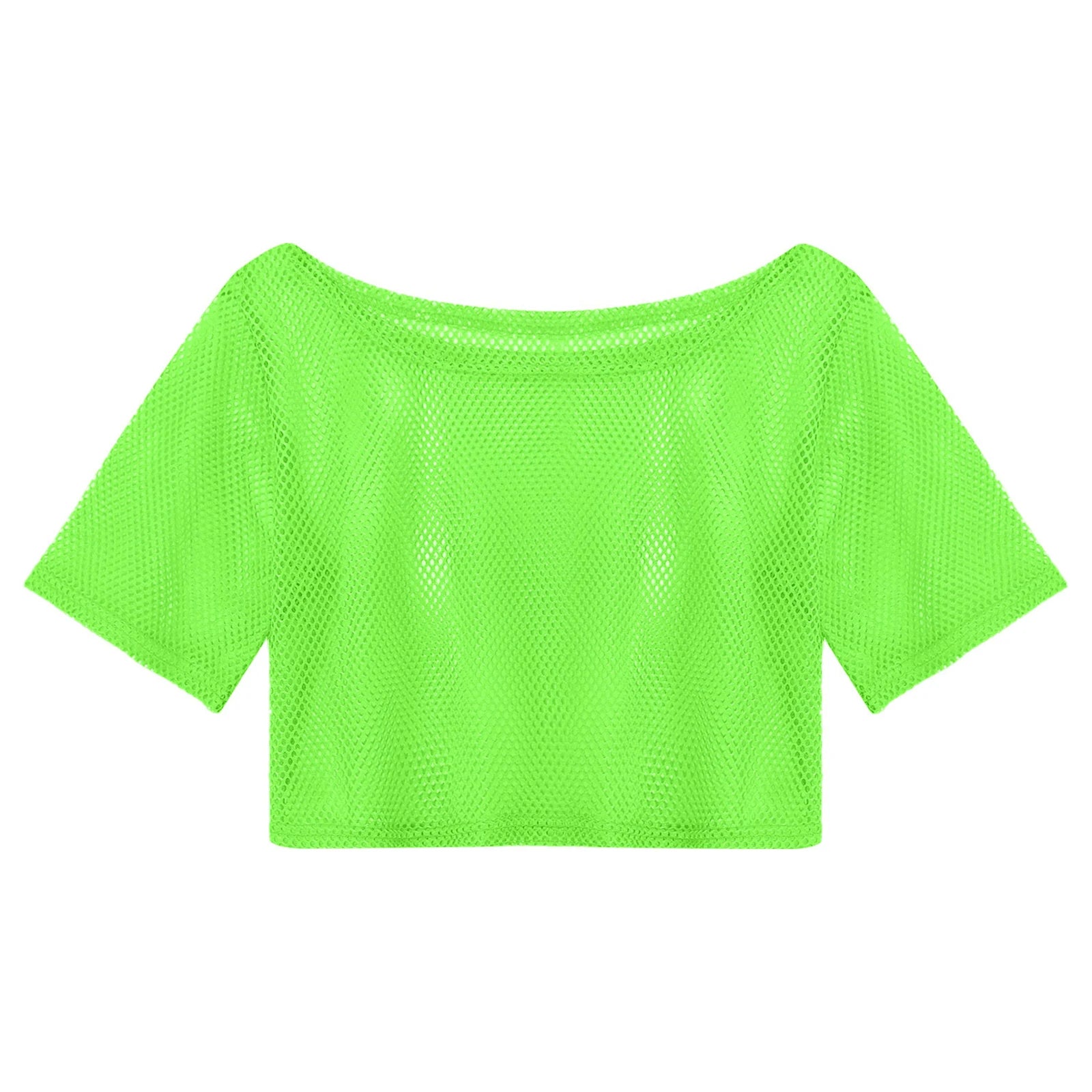 Neon Fishnet Crop Top — 80s Disco Rave & Festival