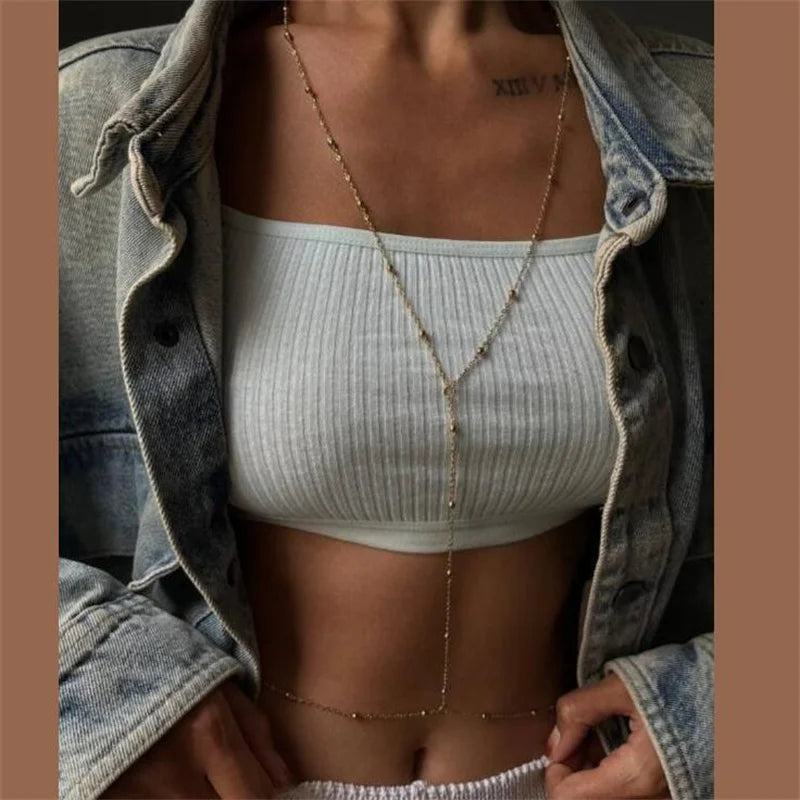 Rhinestone Body Chain — Layered Crystal Back & Waist Chain