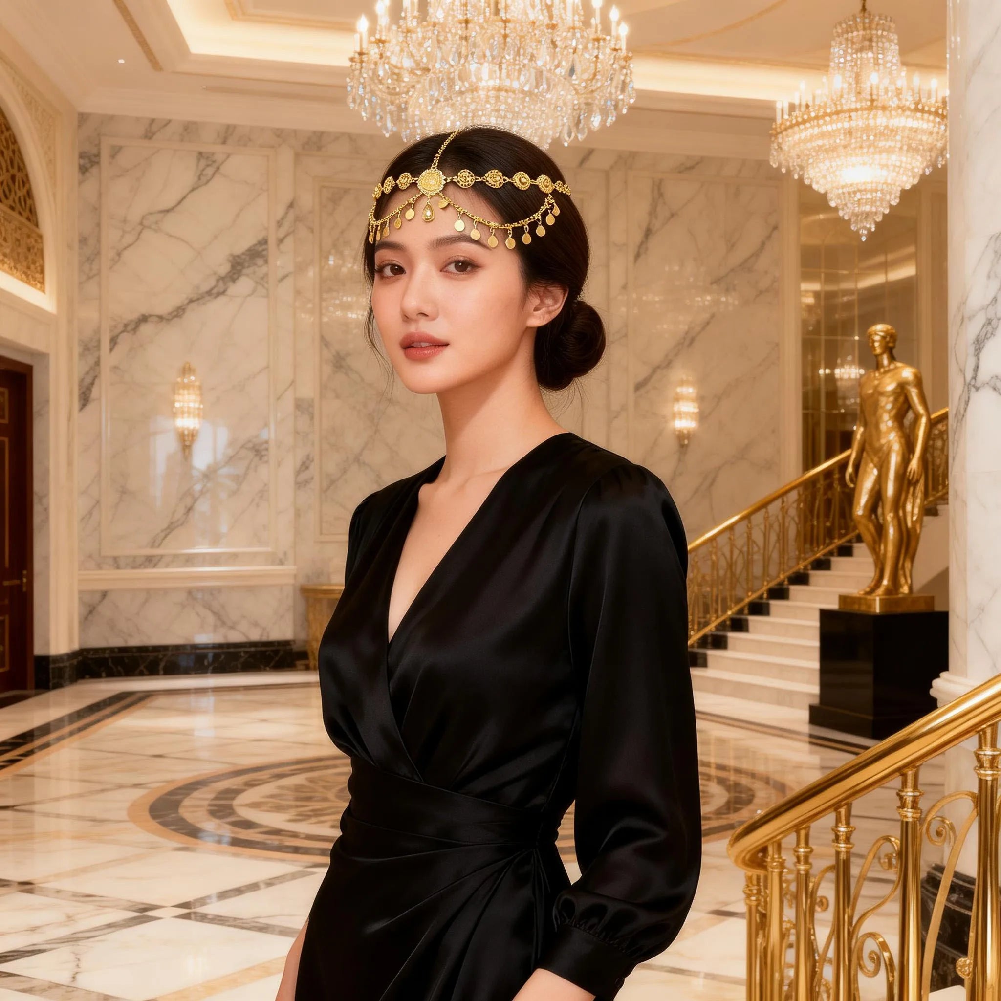 Rhinestone Forehead Chain — Boho Bridal & Festival Headpiece
