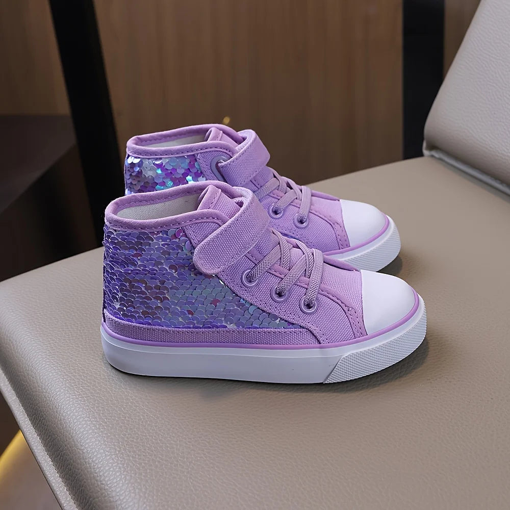 Holographic Scale Canvas Shoes — Kids Princess Party & Dress Up Trainers