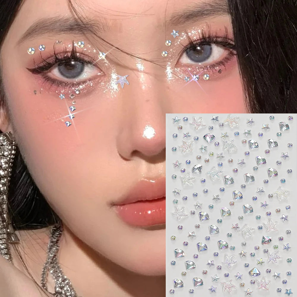 3D Heart Face Gems — Bling Self-Adhesive Festival & Party Stickers