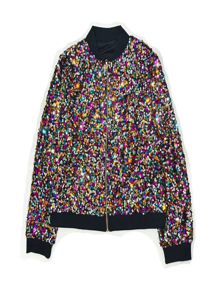 Sequin Zip-Up Jacket — Festival & Party Outerwear