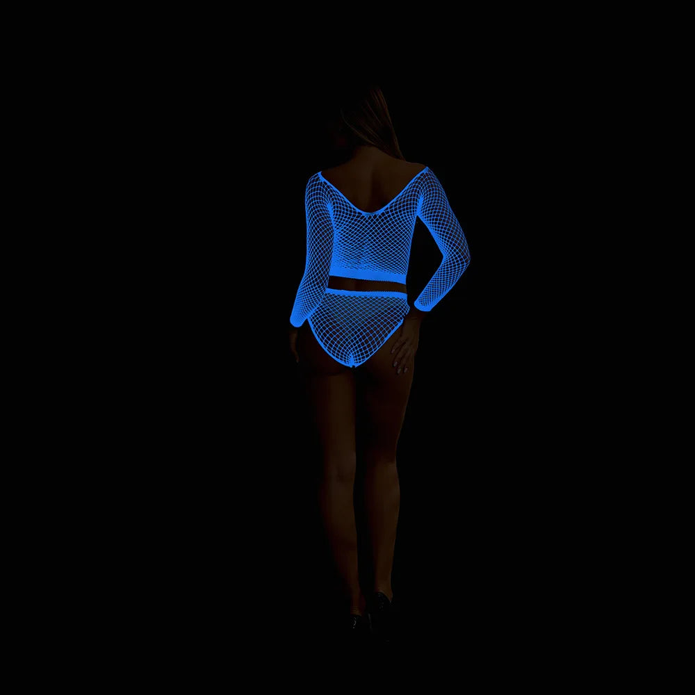 UV Glow Fishnet Two-Piece Set — Festival & Rave Outfit