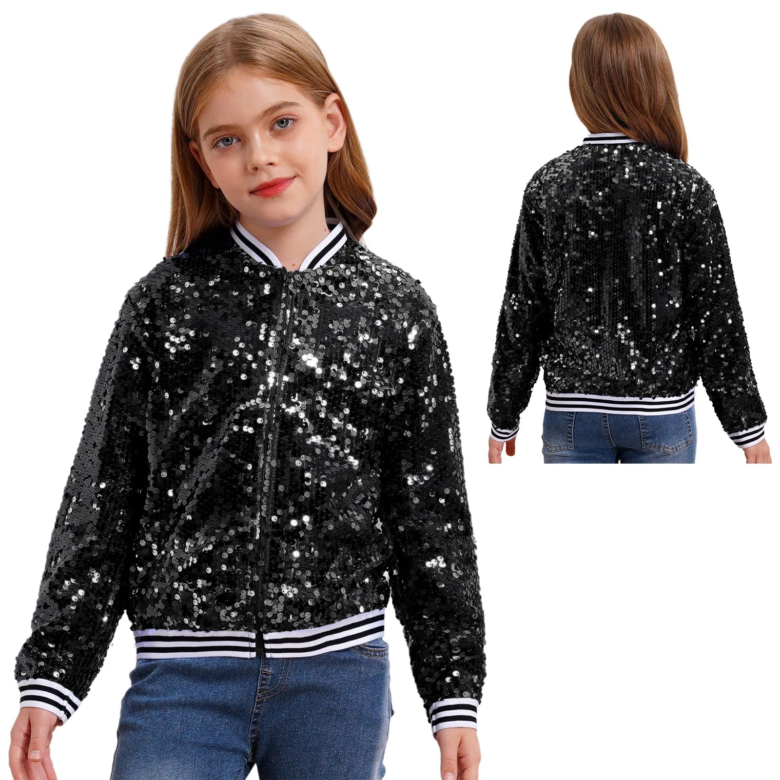 Sequin Bomber Jacket — Kids Hip Hop Dance & Festival Outerwear
