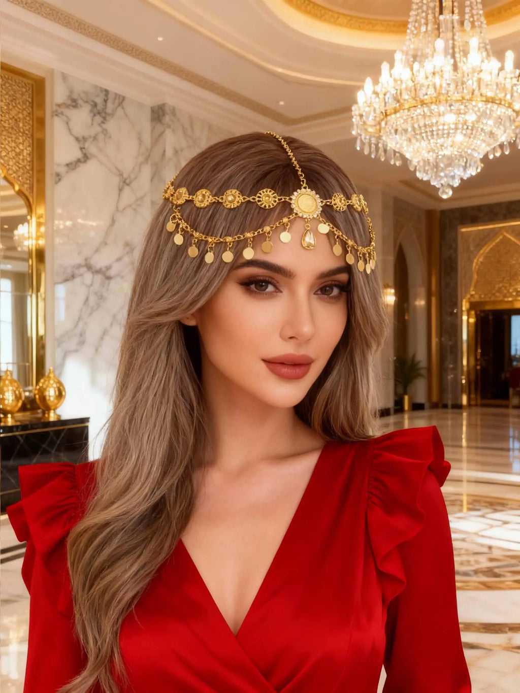 Rhinestone Forehead Chain — Boho Bridal & Festival Headpiece